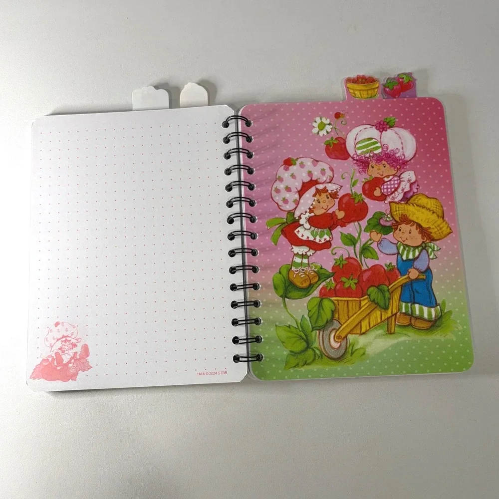 Strawberry Shortcake Tabbed Spiral Notebook Inkology Pink Dot Grid Journal 2024